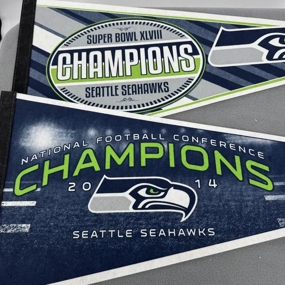 Seattle Seahawks Super Bowl XLVIII‎ Champions Pennant Lot of 2 30 Felt Banners